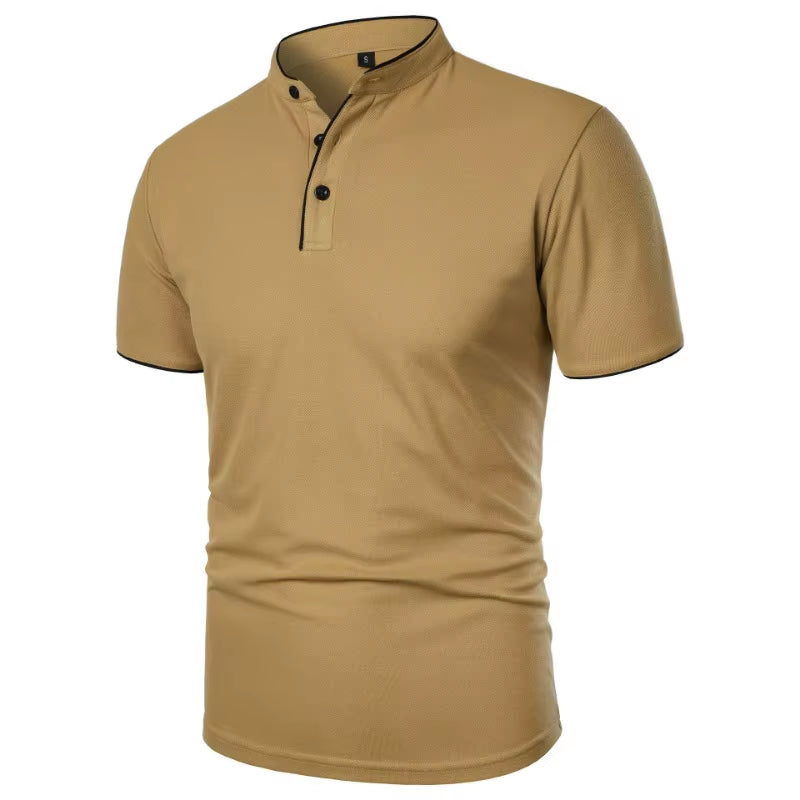 New Men'S Short Sleeve T Shirts Summer Solid Color Polo Shirt Breathable Loose Basic Shirts for Men Breathable Lightweight Tops