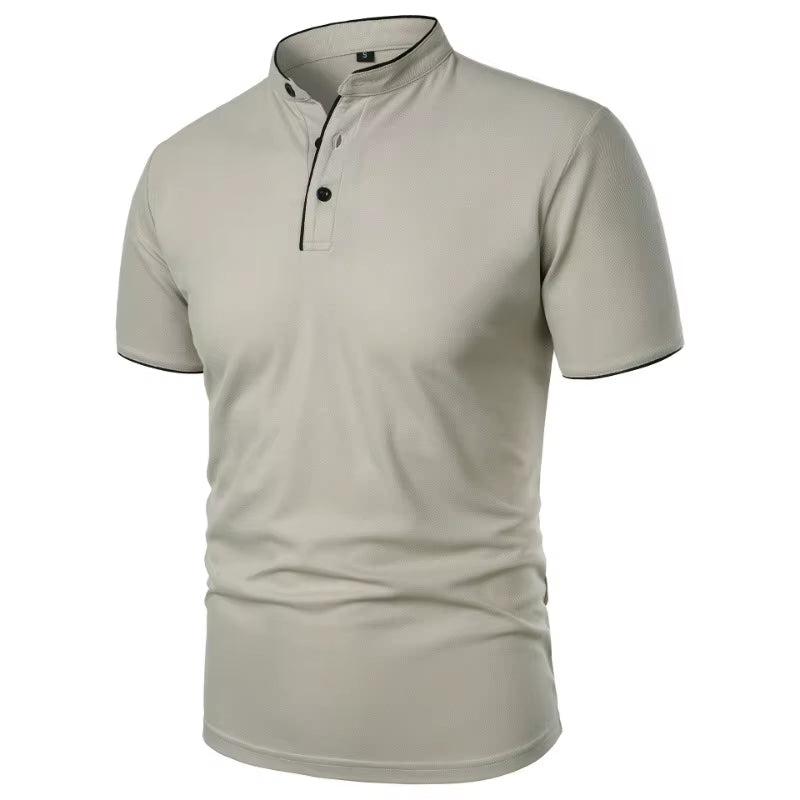 New Men'S Short Sleeve T Shirts Summer Solid Color Polo Shirt Breathable Loose Basic Shirts for Men Breathable Lightweight Tops