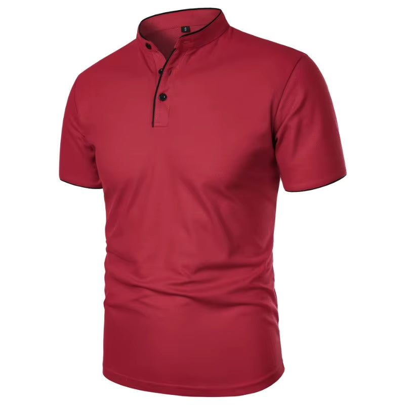 New Men'S Short Sleeve T Shirts Summer Solid Color Polo Shirt Breathable Loose Basic Shirts for Men Breathable Lightweight Tops