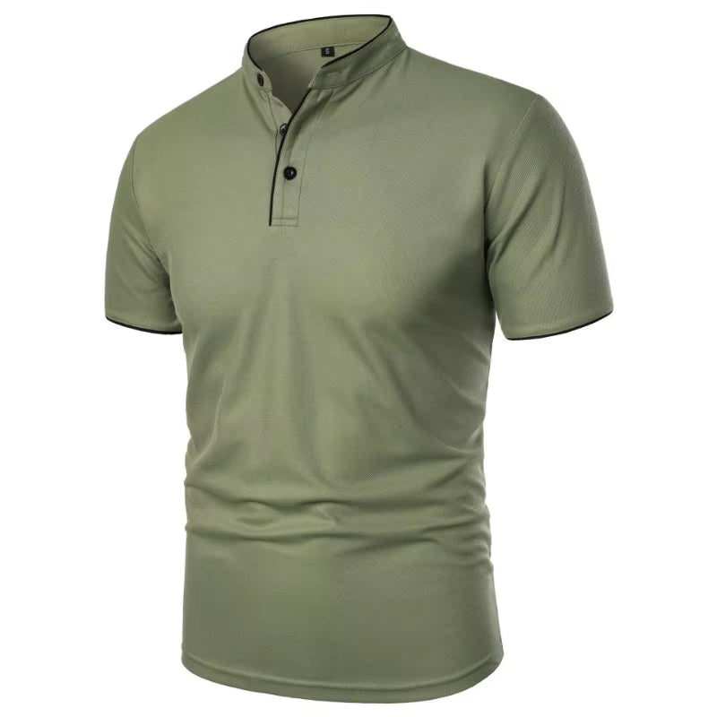 New Men'S Short Sleeve T Shirts Summer Solid Color Polo Shirt Breathable Loose Basic Shirts for Men Breathable Lightweight Tops