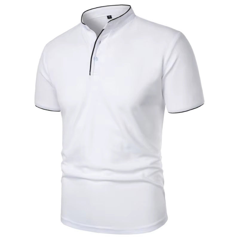 New Men'S Short Sleeve T Shirts Summer Solid Color Polo Shirt Breathable Loose Basic Shirts for Men Breathable Lightweight Tops